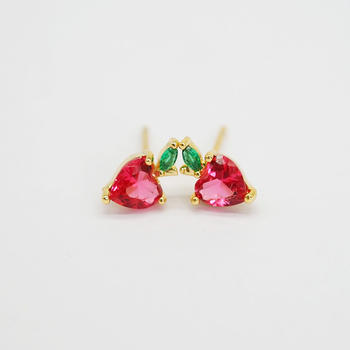 Fruit Stud Earrings for Women Teen Girls Yellow Gold-plated Cherry Apple Grape Strawberry Piercing Earrings Set