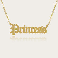 Gold Custom Name Necklace Personalized - 18K Gold Plated Personalized Name Necklaces for Women Girls Kids Teens, Plate Monogram Necklace Name Necklace